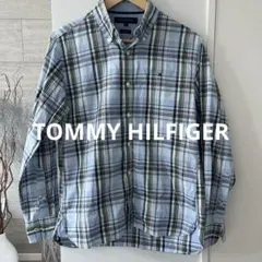 TOMMY HILFIGER チェック シャツ M ブルー 水色