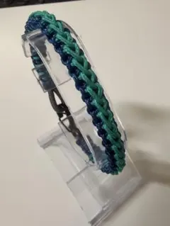 ナイロン ブレスレット 17cm ダークブルー＋ターコイズ