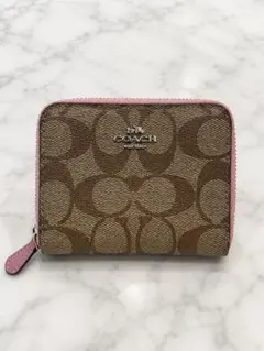 COACH コーチ シグネチャー 二つ折り財布 ピンク