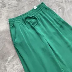 ZARA グリーン ワイドパンツ ウエストゴム xs