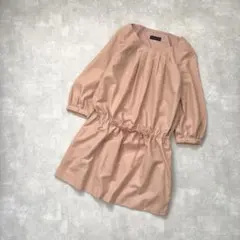 CROLLAクローラチュニックワンピース36ウエスリボン七分袖ピンク美品のサムネイル