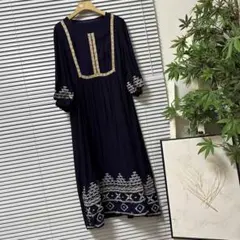 ◎るるさま専用◎インド チカンカリのワンピース ブラック【5A-57, 15