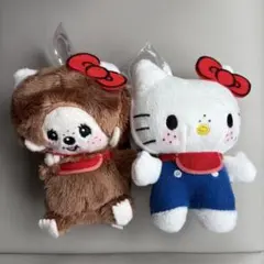 モンチッチ×ハローキティ　おそろいアクリルチャーム付きマスコット☆2種☆