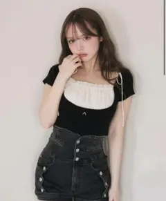 ANDMARY mew frill tops 黒 ANDMARY】Mew frill tops