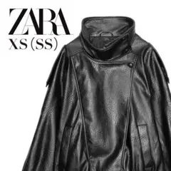 ZARA ザラ YSL風 フェイクレザーライダースジャケット ブラック