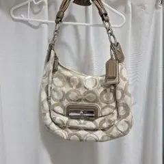 Coach ベージュ 円形模様 ハンドバッグ