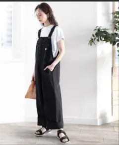 JaVa 綿100% オーバーサイズ サロペット ブラック
