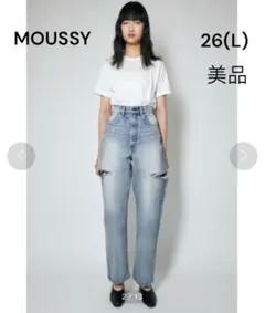 moussy サイドカットデニム　26 26 MOUSSY THIGH SLIT LOOSE STRAIGHT サイドカットデニム