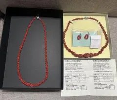 珊瑚ネックレスとイヤリング