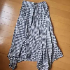 earthフレアスカート サイズF ブラック/ホワイトチェック