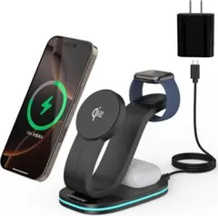 新品！ワイヤレス充電器　マグネット式　急速充電　ブラック　iPhone ウォッチ