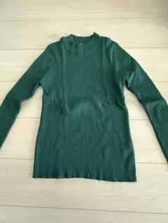 美品☆SLY グリーン リブ編み 長袖ニット