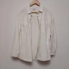 アイボリー コットン長袖シャツ M-L　無印良品