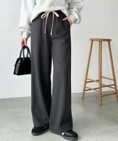 パンツ ふわふわあったか！裏起毛リブワイドパンツ レディース
