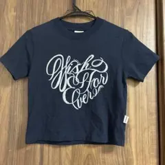 WISH FOR EVER ロゴ 半袖Tシャツ ネイビー