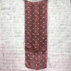 ロングスカーフ ストール ストライプ ドット シルク レッド系