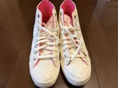 海外モデル⭐︎コンバースALL STAR 白&ピンクハイカットスニーカー25cm