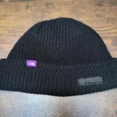 THE NORTH FACE ブラックニット帽　パープルレーベル