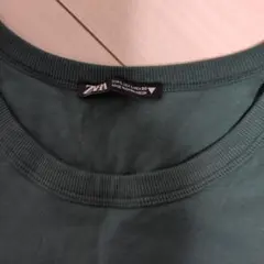 ダークグリーン フロントギャザー 半袖Tシャツ