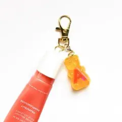 no.20 リップホルダー付き グミベアキーホルダー ホワイト ハンドメイド