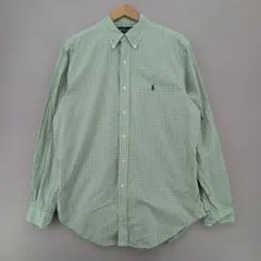 K*I様 90s ラルフローレン 長袖ボタンダウンシャツ ライトグリーン Lサイ