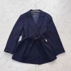 【大きめサイズ21号】東京ソワール テーラードジャケット ベルト付き ネイビー