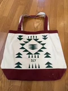 SLY トートバッグ アイボリー/バーガンディ