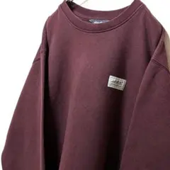 エディーバウアー ロゴ刺繍 スウェットトレーナーえんじ色ワインレッド赤L古着