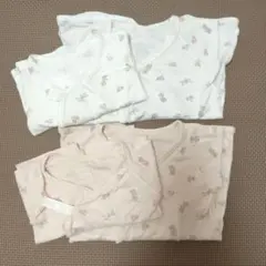 動物柄コンビ肌着2枚+短肌着2枚 2色セット 2点買い割引あり