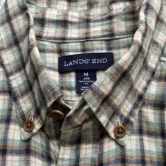 LANDS' END リネンチェックシャツ 半袖 Mのサムネイル