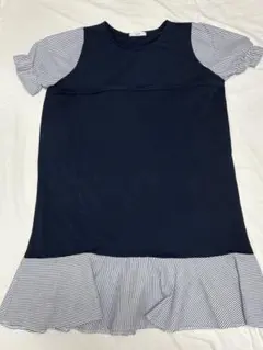 美品大きめ　授乳服　ワンピース　部屋着　ジッパー　ストライプ　半袖　マタニティ服