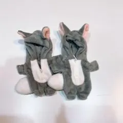 b.213 ぬい服 12cm ちびぐるみ 着ぐるみ おすわり 天使グレー狼セット ♡ぬい服 着ぐるみ おすわり 12cm 天使 お姫様 うさぎ 紫 水色