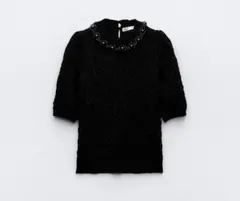 ZARA 半袖ビジューニット セーター