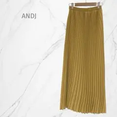 『ANDJ アンドジェイ』プリーツロングスカート【S-M相当】イエロー　黄色のサムネイル