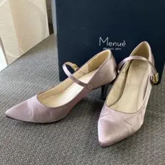 Menuè ピンク サテン ストラップ ハイヒール