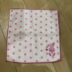 ピンク　水玉　ウサギ　ハンカチ