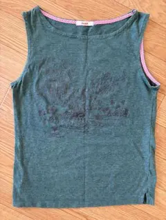 Rauge vif 緑色 プリント タンクトップ