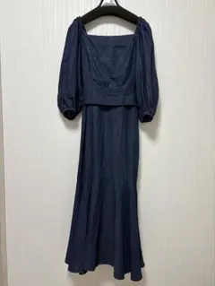 マジェスティックレゴン　デニム　パフスリーブ　ロングワンピース 2点セット