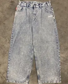 ライトブルー ワイドレッグデニムパンツ