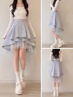 チェスティ Chesty 淡いブルー ジャガードスカート　レースのサムネイル