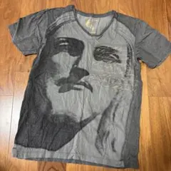 パッゾ☆グレーのフェイスプリントVネックTシャツ☆サイズ40のサムネイル