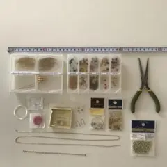 ビーズと金具のアクセサリー作りセットペンチ付きＴピン9ピン丸カンテグス