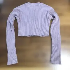 [a226] GRL 薄紫リブ編み長袖クロップドトップス