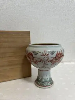 有田焼 俊兼陶窯 光吉作 白磁香炉 唐子飾り 赤絵桐紋 三足 香道具 美品