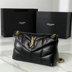 大人気！YSLブラック　肩掛け　ショルダーバッグ　レザー