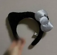 ハローキティ ユニバ usj カチューシャ 黒 スパンコール