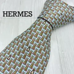 極美品✨HERMES エルメス ネクタイ 水色 うさぎ柄 カジュアル