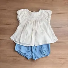 プティマイン　半袖ブラウス　ショートパンツ　セット　90cm
