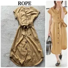 極美品✨ロペ ステッチベルト付きフロントボタンワンピース イエロー レーヨン S