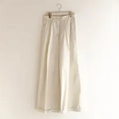 conte リネン100% デニムライク タック ワイドパンツ - メルカリ